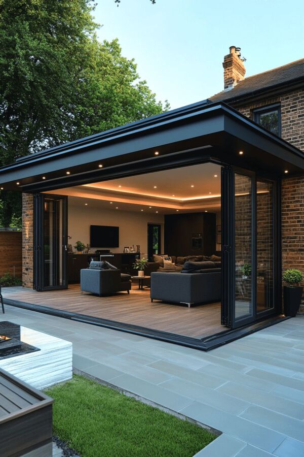 Extension moderne sur maison traditionnelle