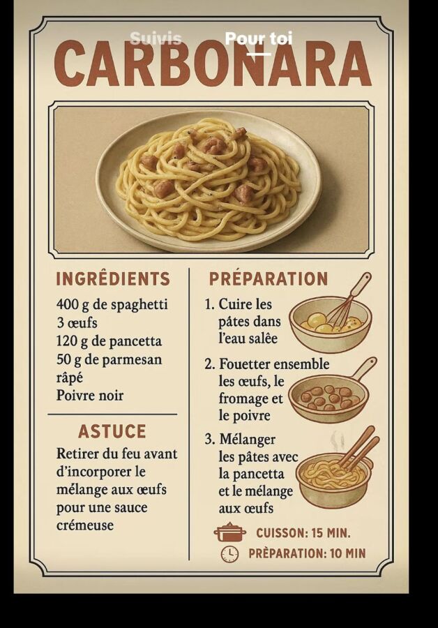 Recette authentique de carbonara