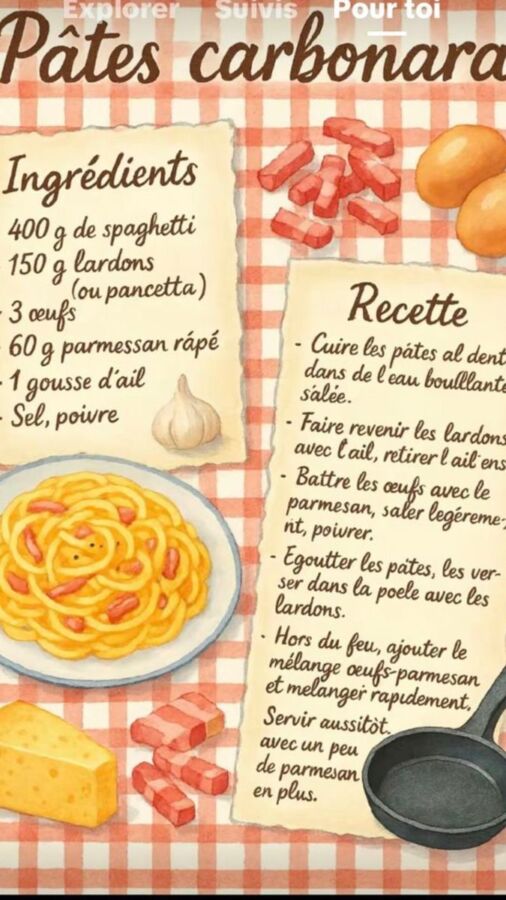 Recette authentique de carbonara