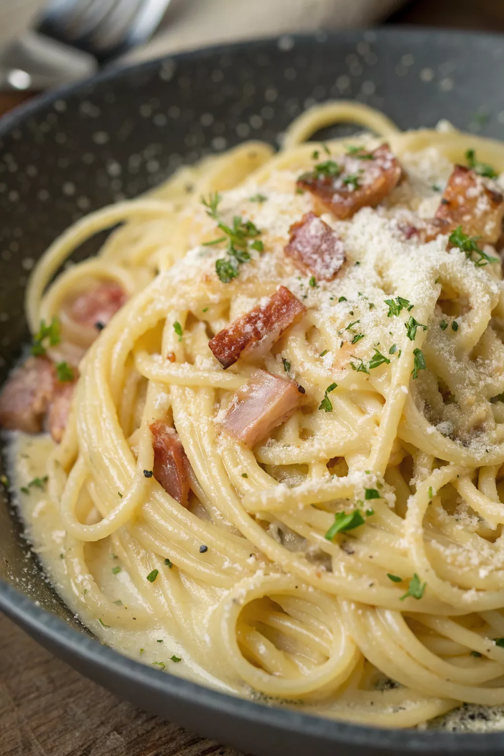 Plat rapide de pâtes carbonara